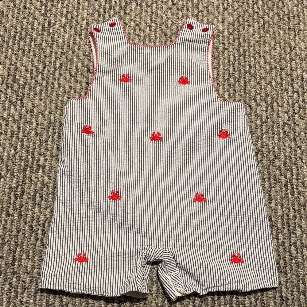 anavini smocked striped crab romper